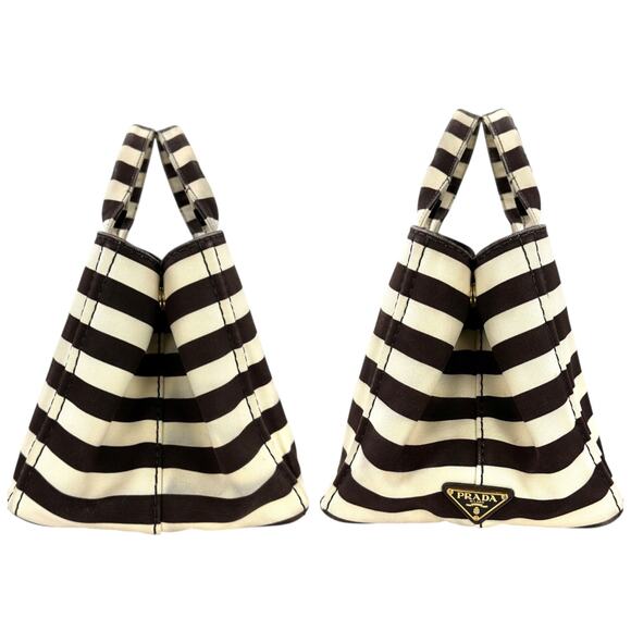Prada Canapa Striped Two-Way Bag - Picture 4 of 9